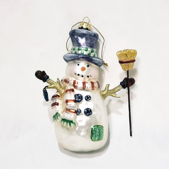 Snowman Holding Broom Ornament Old World Glass by Peschka 5 1/2" Christmas Star - Picture 1 of 9